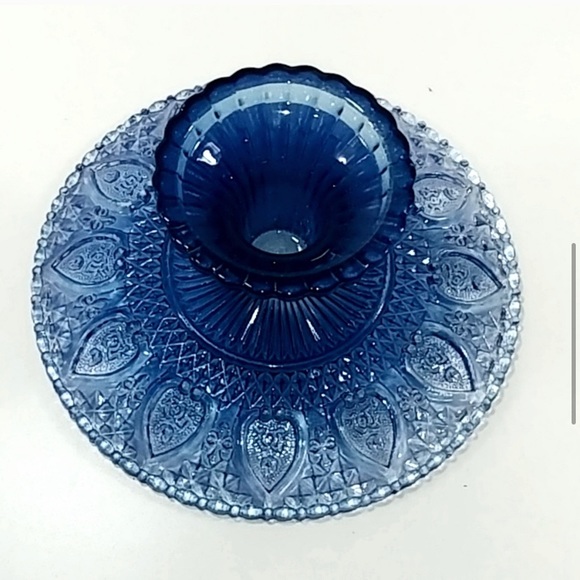 Anthropologie Blue Glass Color Cut Cake Stand - Picture 5 of 6